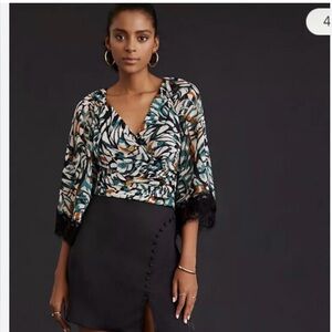 Anthropologie Black Pencil Mini Skirt with Slit